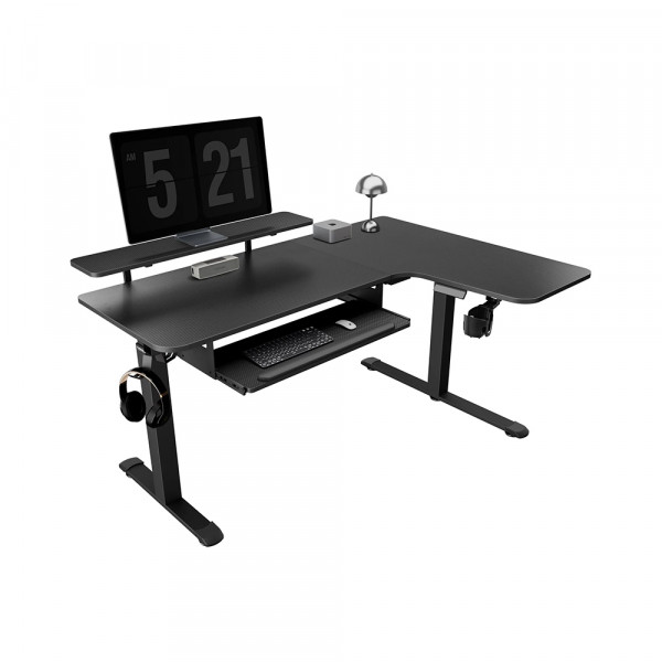 Eureka Ergonomic L60 PRO L Shaped Standing Desk with Accessories Set Black, Right  